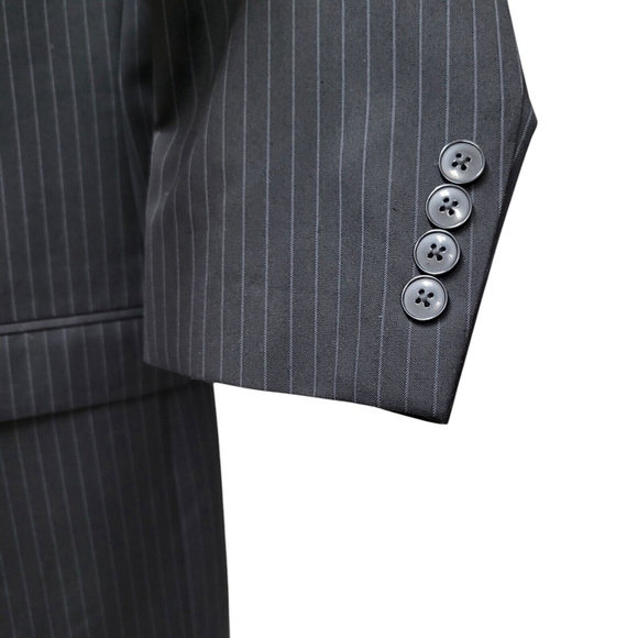 Calvin Klein Polyester Rayon Pinstripe Suit Jacket 42R Men's. Navy Gray Stripe - Picture 3 of 8